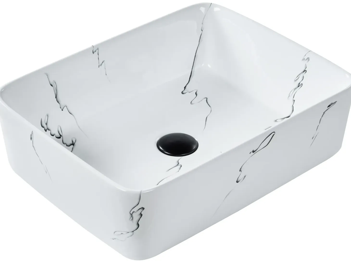 Vask til bordplade HOPI Hvid marmor 49 x 38 cm Keramik