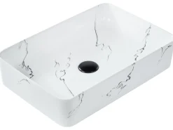 Vask til bordplade HOPI Hvid marmor 51 x 34 cm Keramik