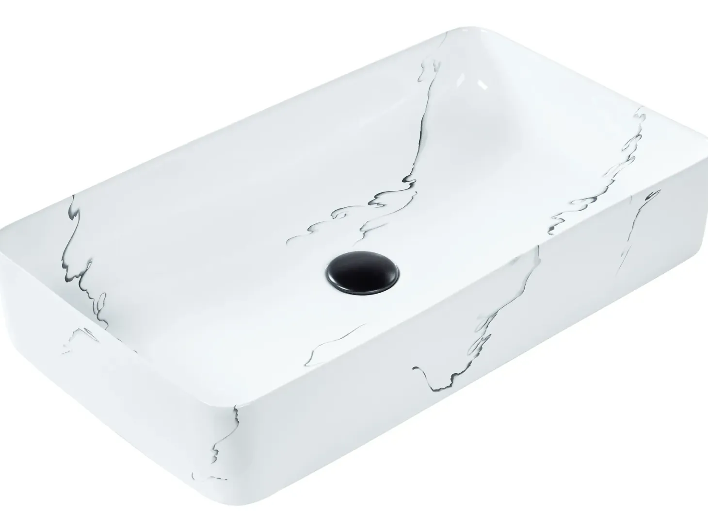 Vask til bordplade HOPI Hvid marmor 61 x 35 cm Keramik