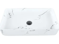 Vask til bordplade HOPI Hvid marmor 61 x 35 cm Keramik