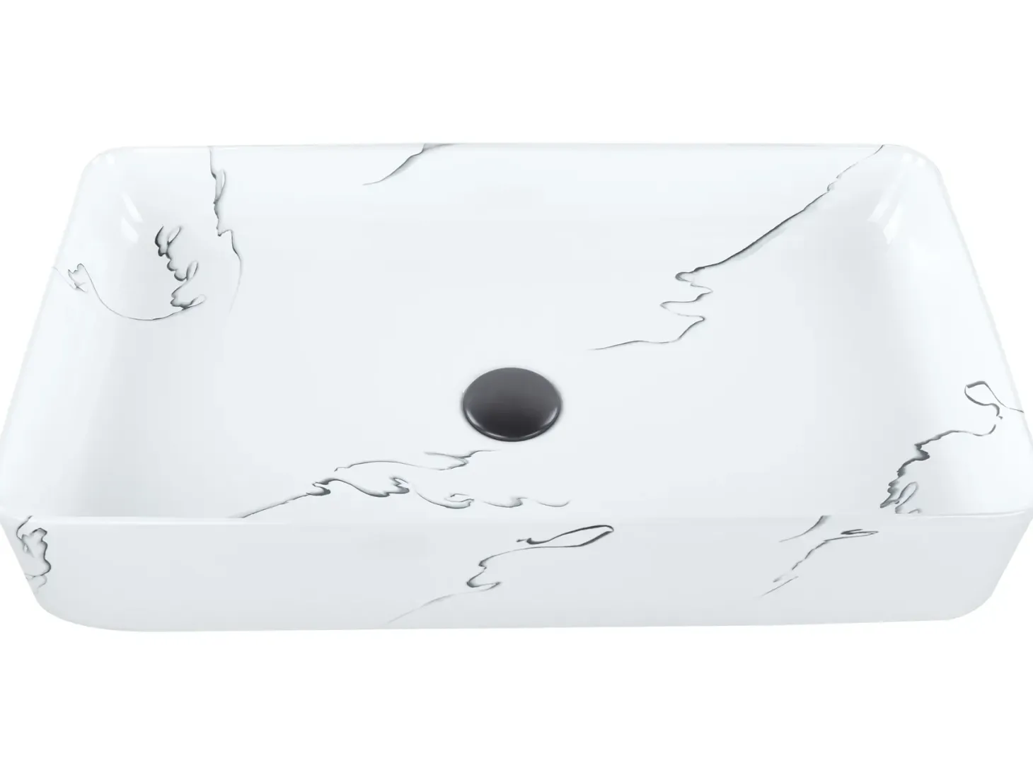 Vask til bordplade HOPI Hvid marmor 61 x 35 cm Keramik