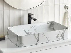 Vask til bordplade IPALA Hvid marmor 62 x 35 cm Keramik
