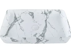 Vask til bordplade IPALA Hvid marmor 62 x 35 cm Keramik