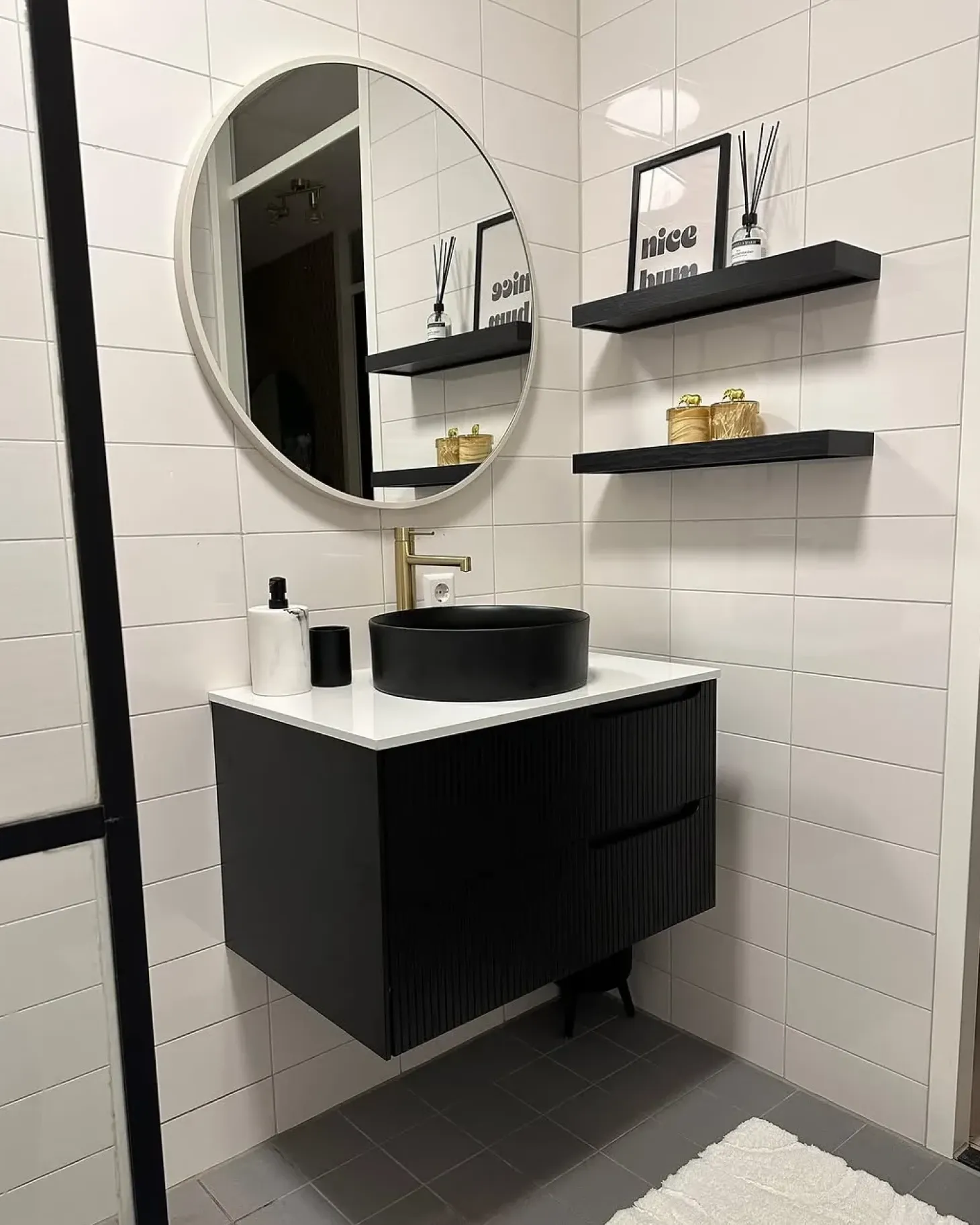 Vask til bordplade TEBAR Sort ⌀ 40 cm Keramik