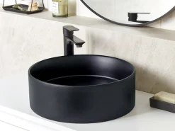 Vask til bordplade TEBAR Sort ⌀ 40 cm Keramik