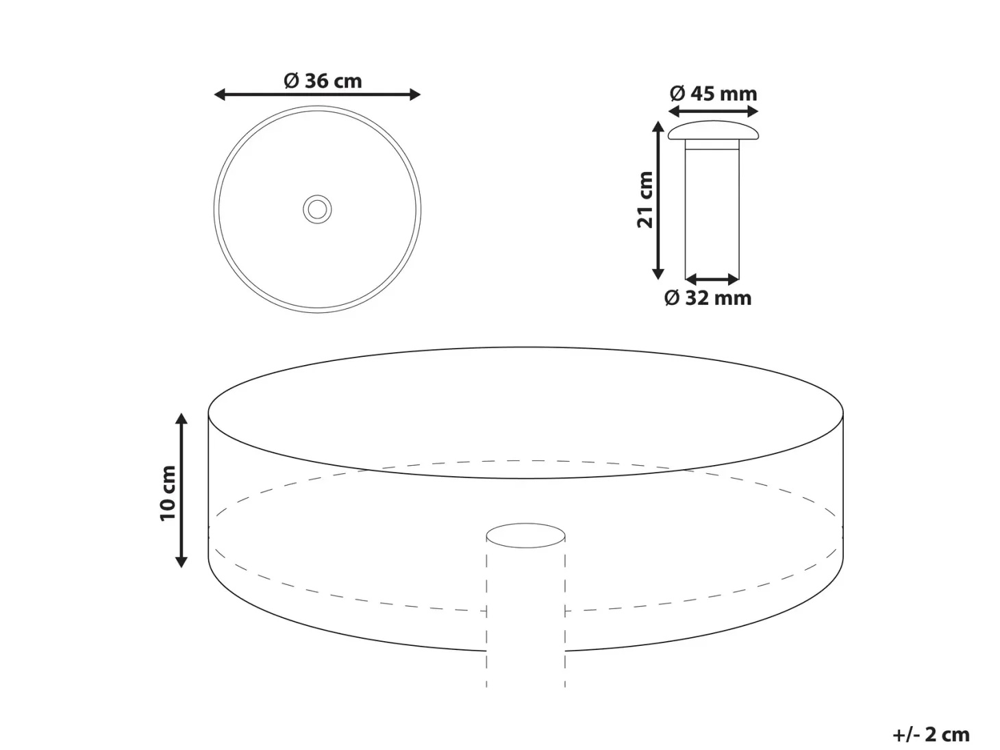Vask til bordplade TOLOSA Gul ⌀ 36 cm Fast overflade