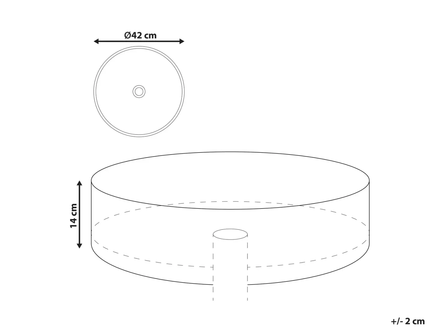 Vask til bordplade XERT Hvid ⌀ 42 cm Keramik