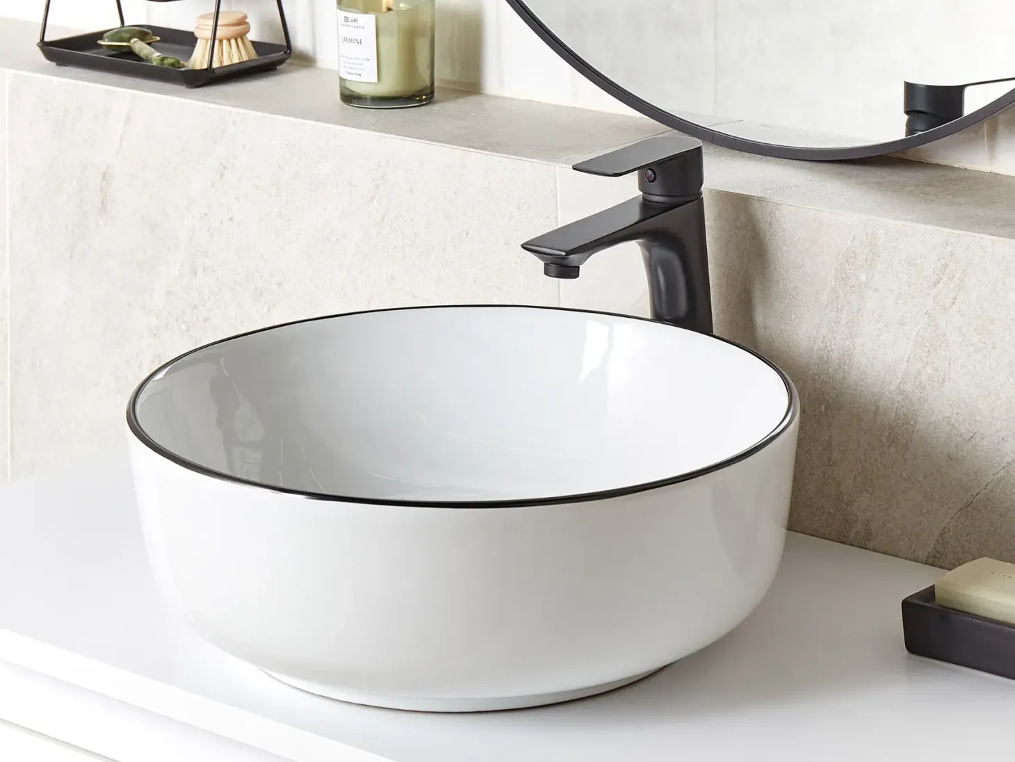 Vask til bordplade XERT Hvid ⌀ 42 cm Keramik