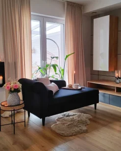 Venstrevendt chaiselong LUIRO Velour Sort med opbevaring