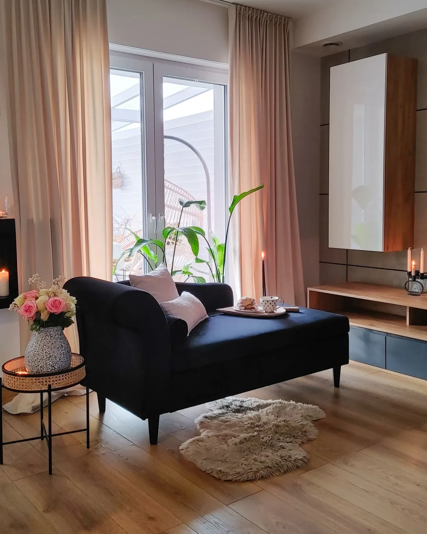 Venstrevendt chaiselong LUIRO Velour Sort med opbevaring