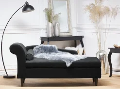 Venstrevendt chaiselong LUIRO Velour Sort med opbevaring
