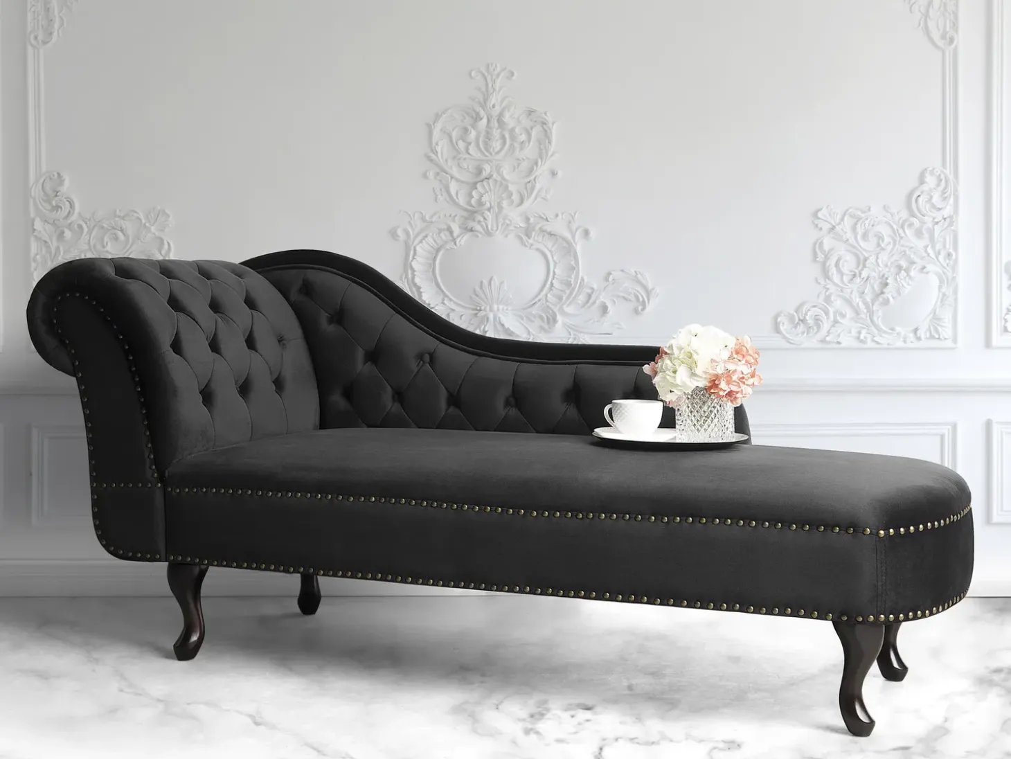Venstrevendt chaiselong NIMES Velour Sort