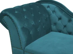 Venstrevendt chaiselong NIMES Velour Blågrøn