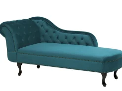 Venstrevendt chaiselong NIMES Velour Blågrøn