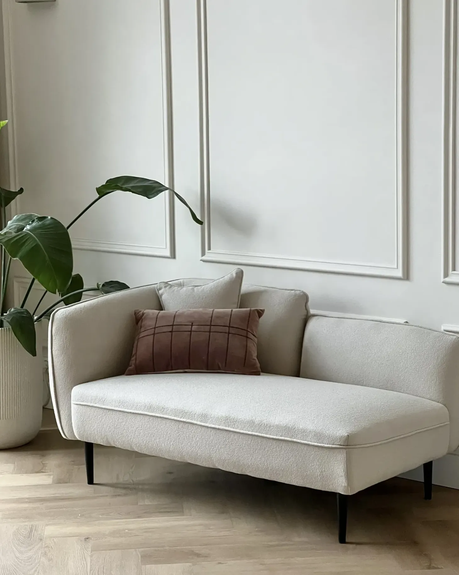 Venstrevendt chaiselong CHEVANNES Boucle Lys Beige