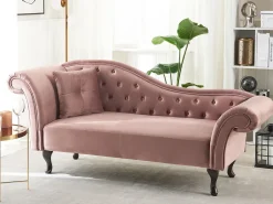 Venstrevendt chaiselong LATTES Velour Lyserød