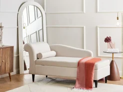 Venstrevendt chaiselong LUIRO Velour Beige med opbevaring