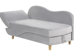 Venstrevendt chaiselong MERI Velour Lysegrå med opbevaring