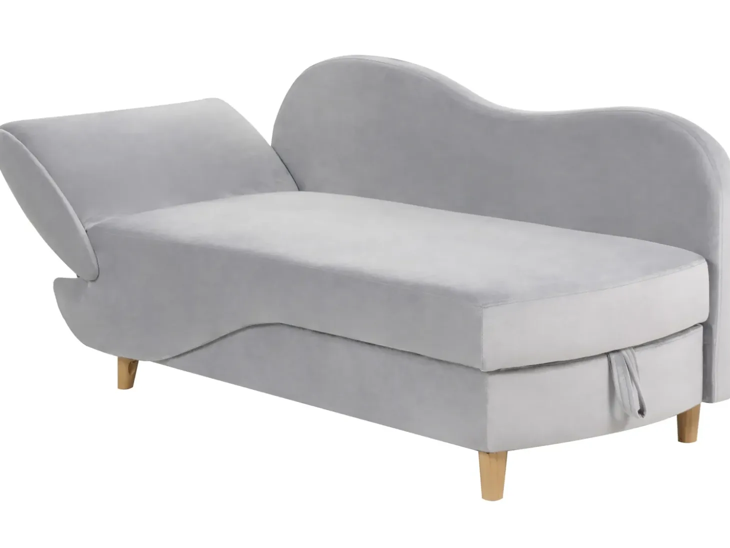 Venstrevendt chaiselong MERI Velour Lysegrå med opbevaring