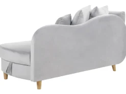 Venstrevendt chaiselong MERI Velour Lysegrå med opbevaring