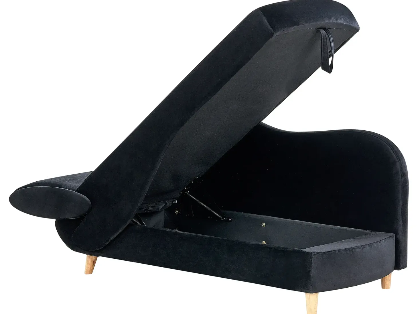 Venstrevendt chaiselong MERI Velour Sort med opbevaring