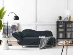 Venstrevendt chaiselong MERI Velour Sort med opbevaring