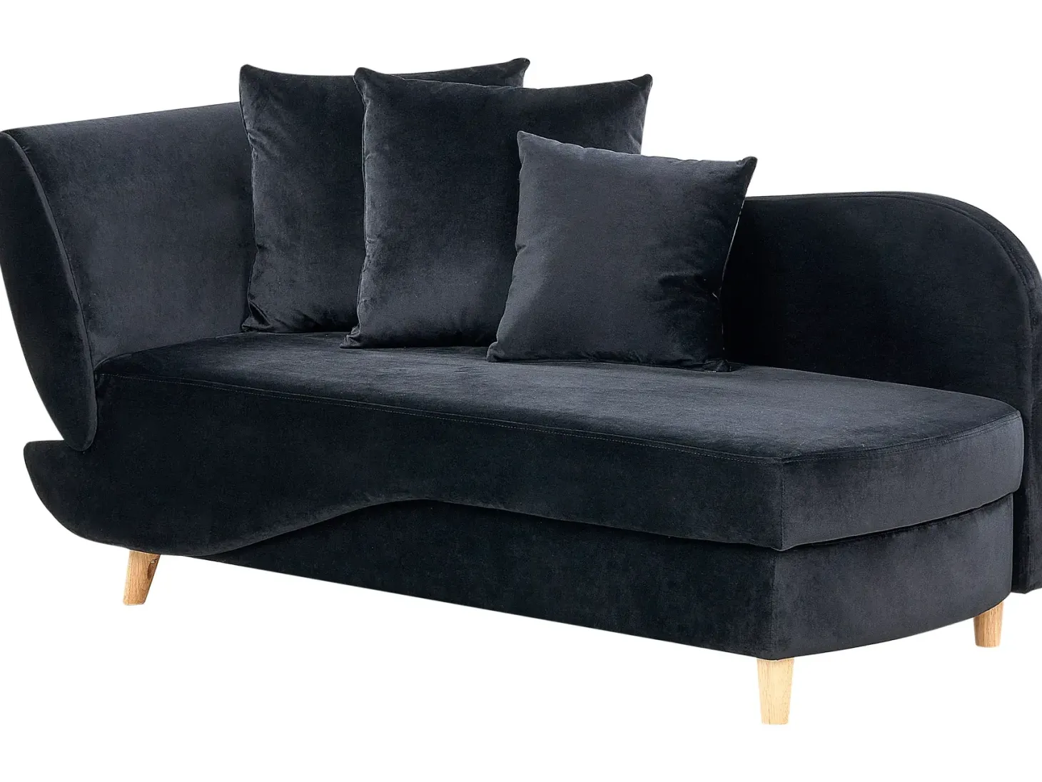 Venstrevendt chaiselong MERI Velour Sort med opbevaring