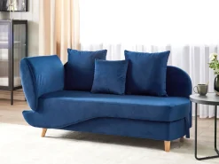 Venstrevendt chaiselong MERI Velour Navy Blå med opbevaring