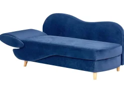 Venstrevendt chaiselong MERI Velour Navy Blå med opbevaring