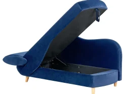 Venstrevendt chaiselong MERI Velour Navy Blå med opbevaring