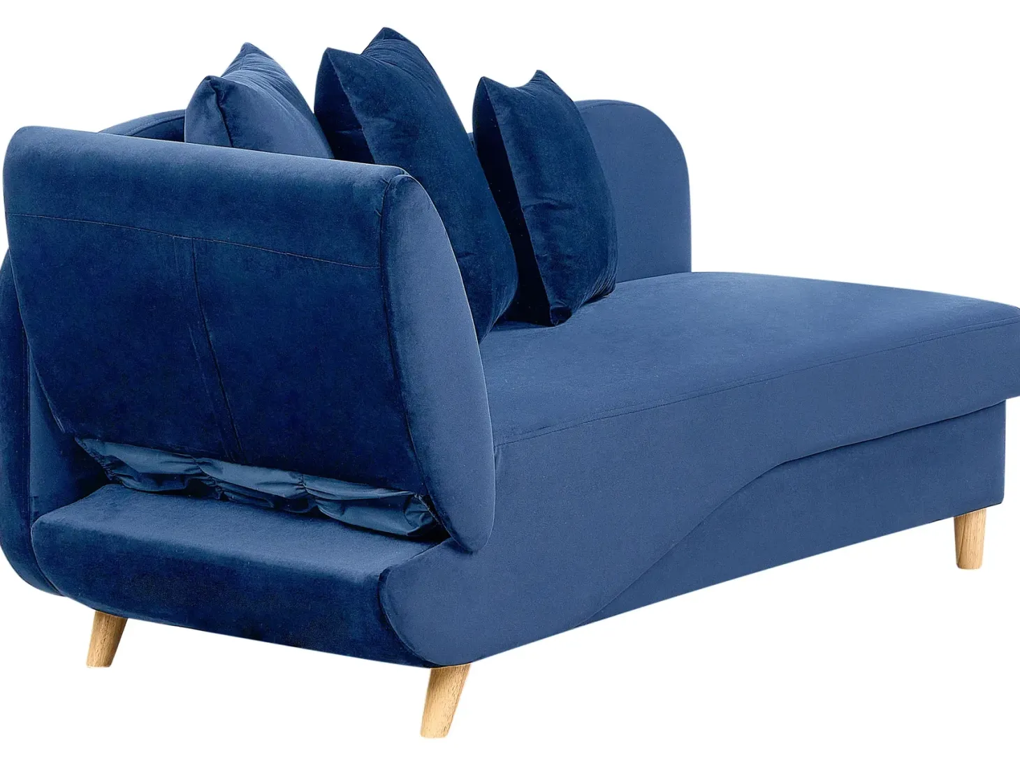 Venstrevendt chaiselong MERI Velour Navy Blå med opbevaring