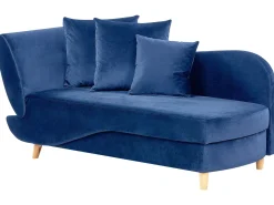 Venstrevendt chaiselong MERI Velour Navy Blå med opbevaring