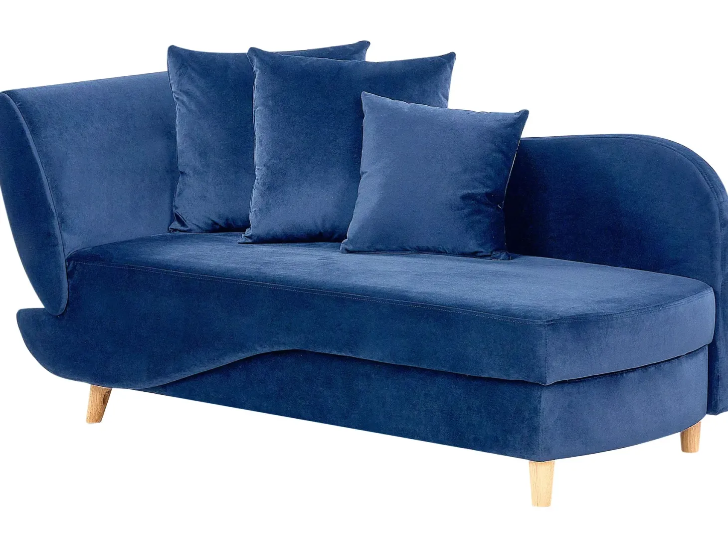 Venstrevendt chaiselong MERI Velour Navy Blå med opbevaring