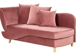 Venstrevendt chaiselong MERI Velour Lyserød med opbevaring