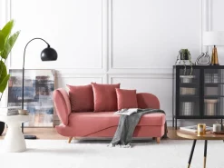 Venstrevendt chaiselong MERI Velour Lyserød med opbevaring