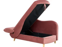 Venstrevendt chaiselong MERI Velour Lyserød med opbevaring