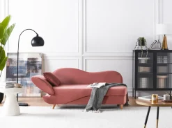 Venstrevendt chaiselong MERI Velour Lyserød med opbevaring
