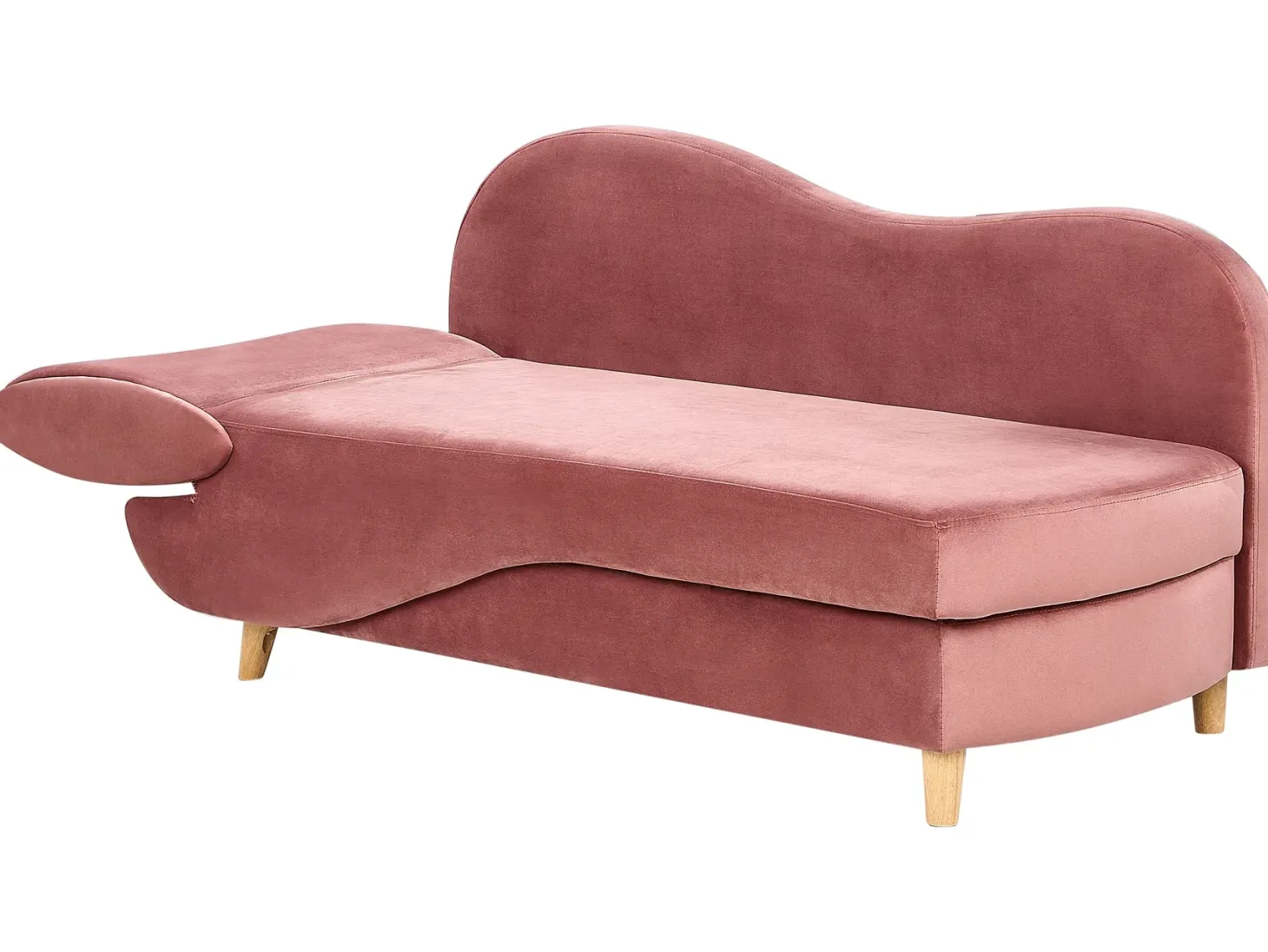 Venstrevendt chaiselong MERI Velour Lyserød med opbevaring