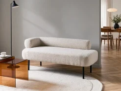 Venstrevendt chaiselong MIRMANDE Boucle Cremehvid