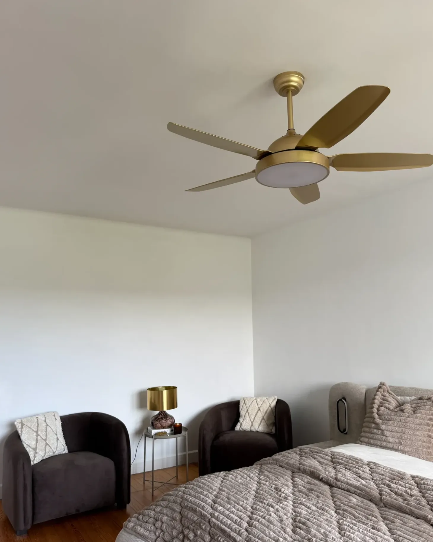 Ventilator med lys GOSHAABA Med fjernbetjening LED Messing