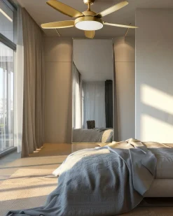 Ventilator med lys GOSHAABA Med fjernbetjening LED Messing