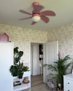 Ventilator med lys LOGAR Med fjernbetjening LED Lyserød