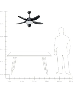Ventilator med lys LOUVET Med fjernbetjening LED Sort
