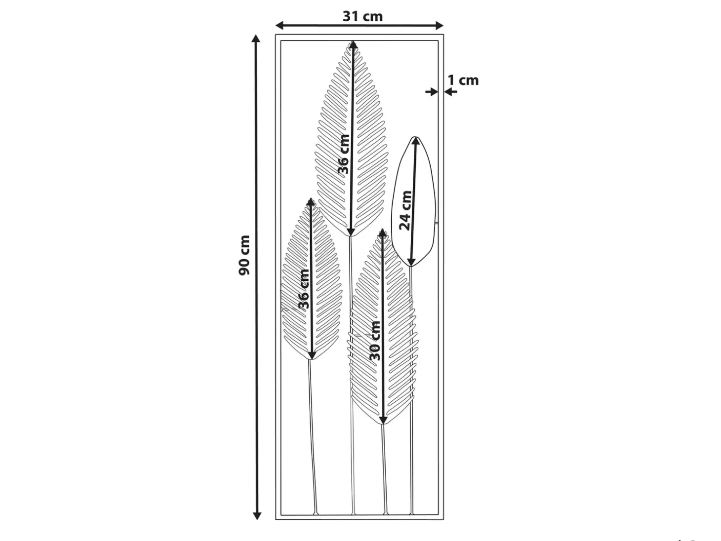 Vægdekoration Blad NIOBIUM Metal 90 cm Sølv