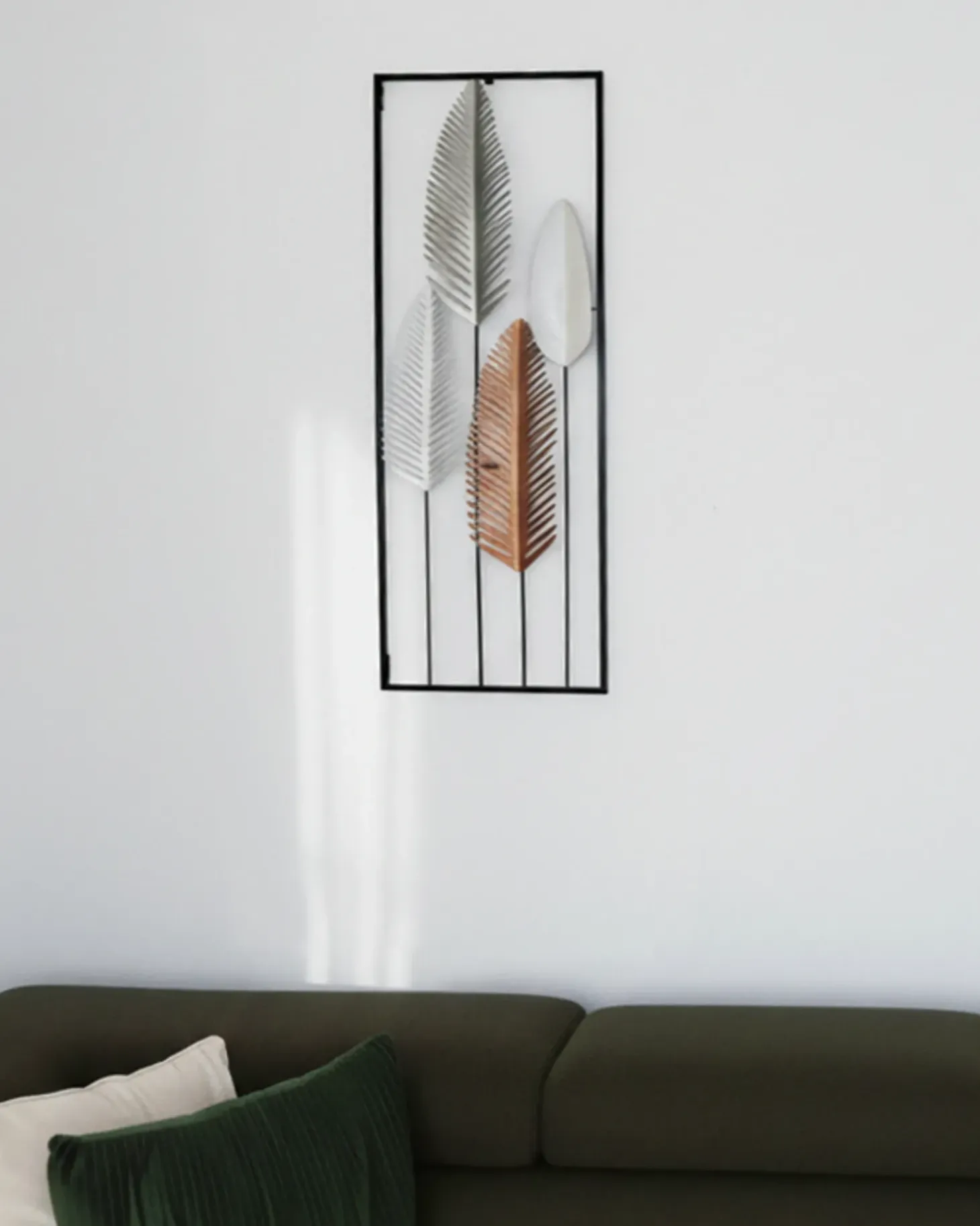 Vægdekoration Blad NIOBIUM Metal 90 cm Sølv