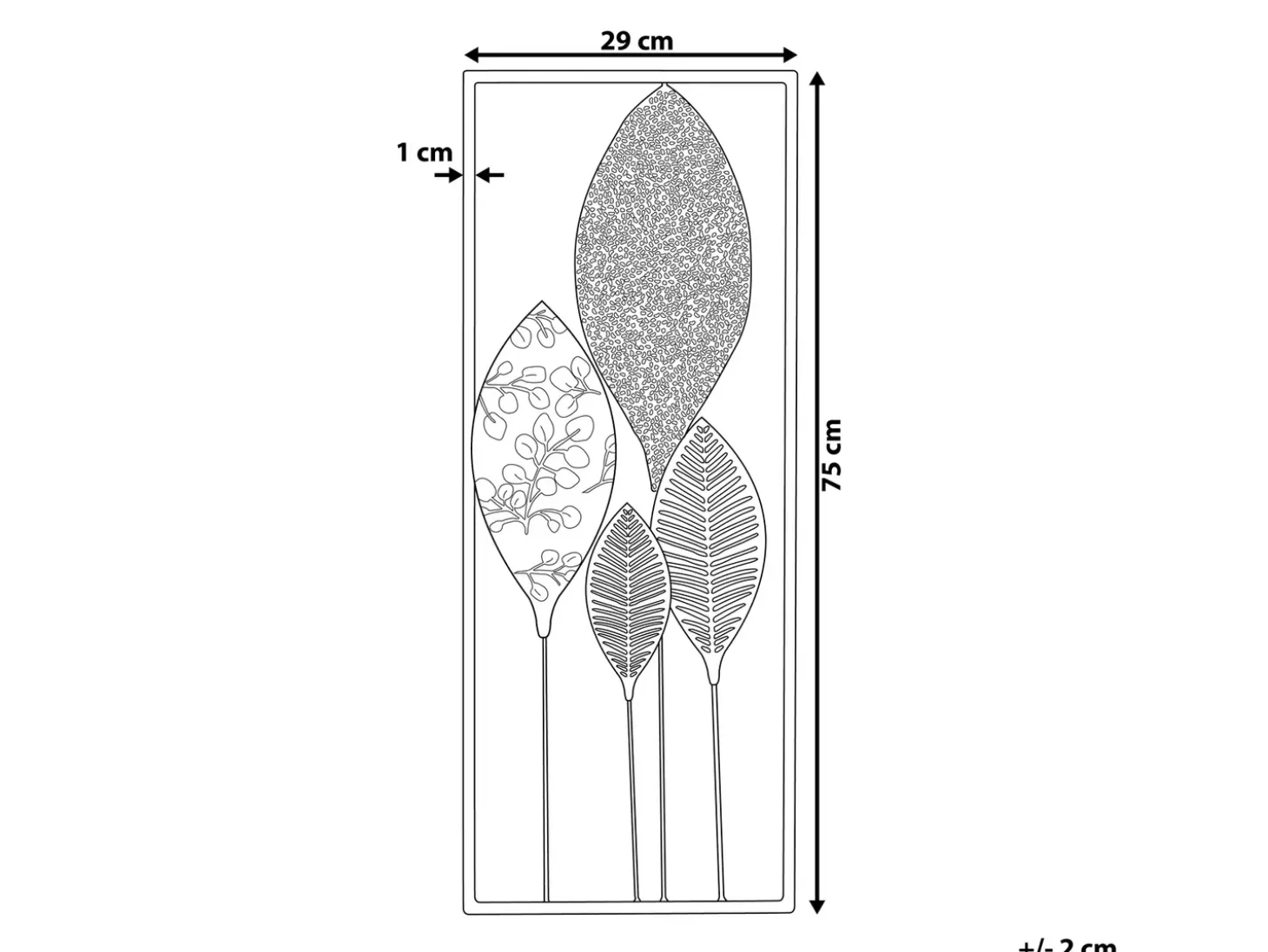 Vægdekoration Blad PLATINUM Metal 75 cm Multifarvet