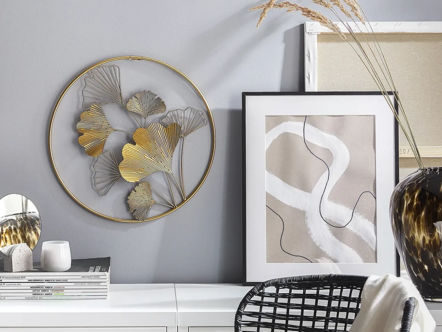 Vægdekoration Blomst BISMUTH Metal 45 cm Guld