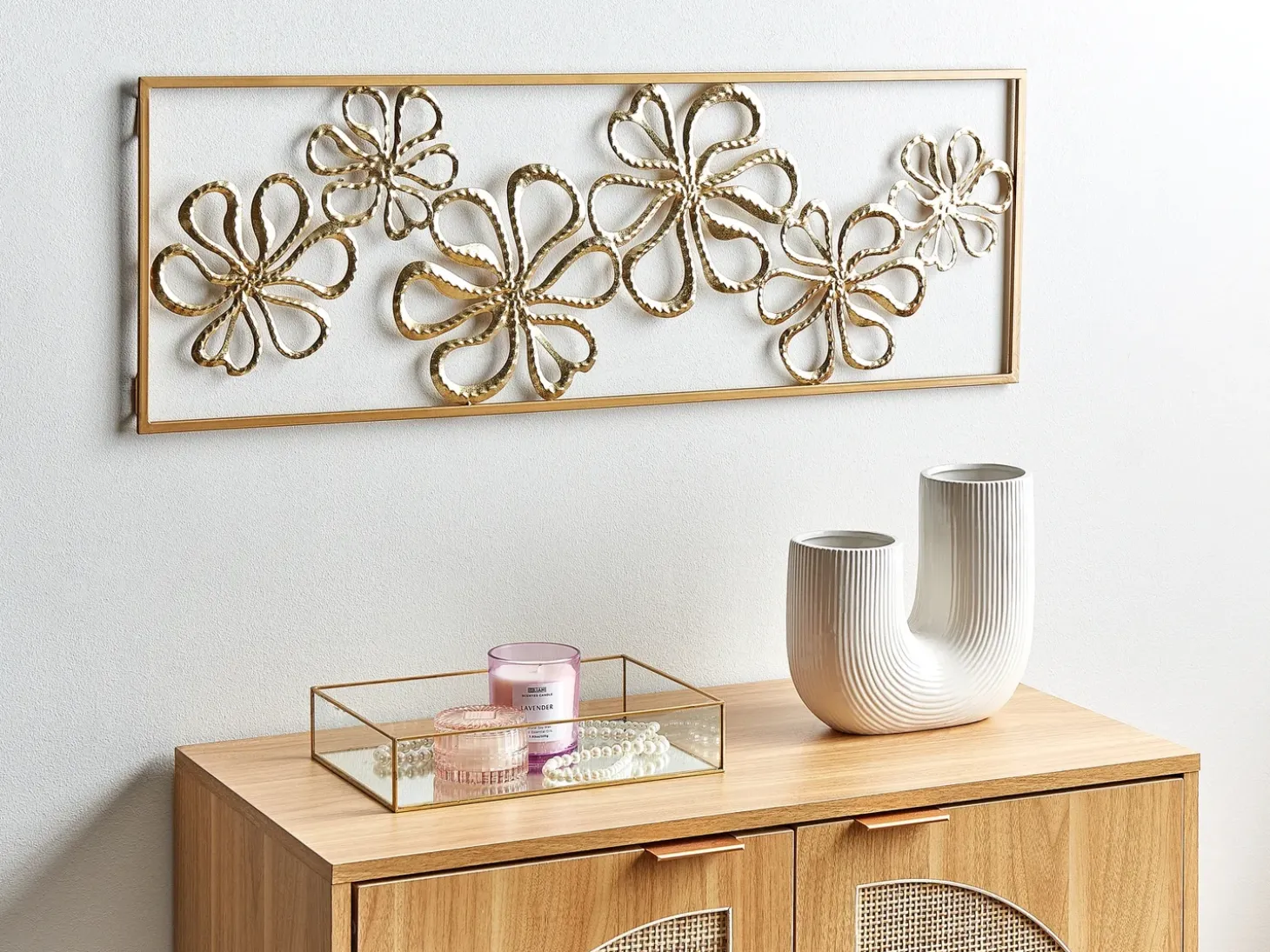 Vægdekoration Blomst CERIUM Metal 31 cm Guld
