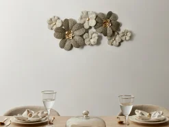 Vægdekoration Blomst LANTHANUM Metal 52 cm Beige