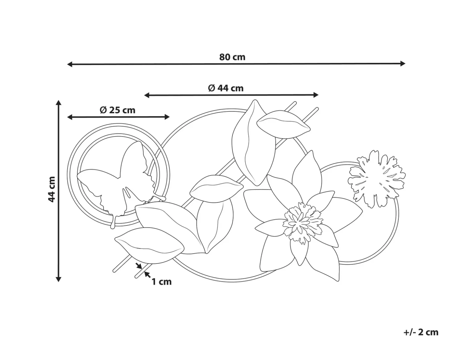 Vægdekoration Blomst THORIUM Metal 44 cm Multifarvet